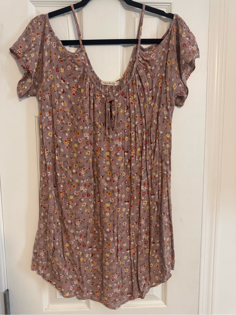 Heart & Hips Mauve Floral Scoop-Neck Dress